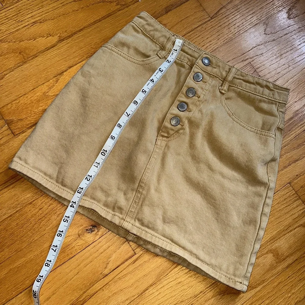 J. Galt Skirt Womens Small Khaki Button Fly Denim Mini 5-Pocket High Waist‎